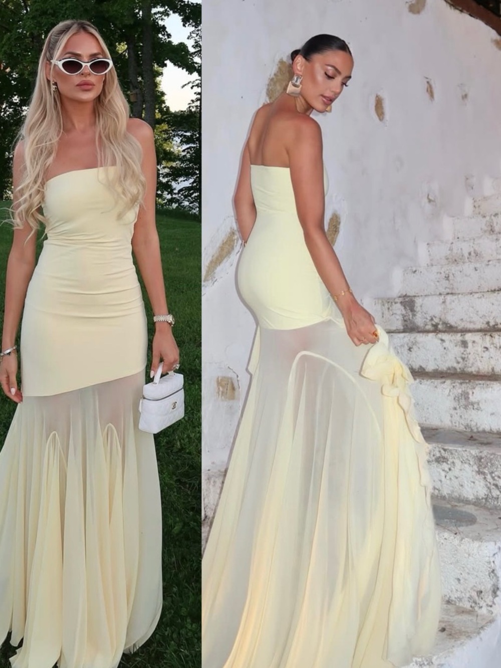 DEME by Gabriella Dahlia Strapless Gown Maxi Dress Butter Yellow NEW with tag - Picture 2 of 10
